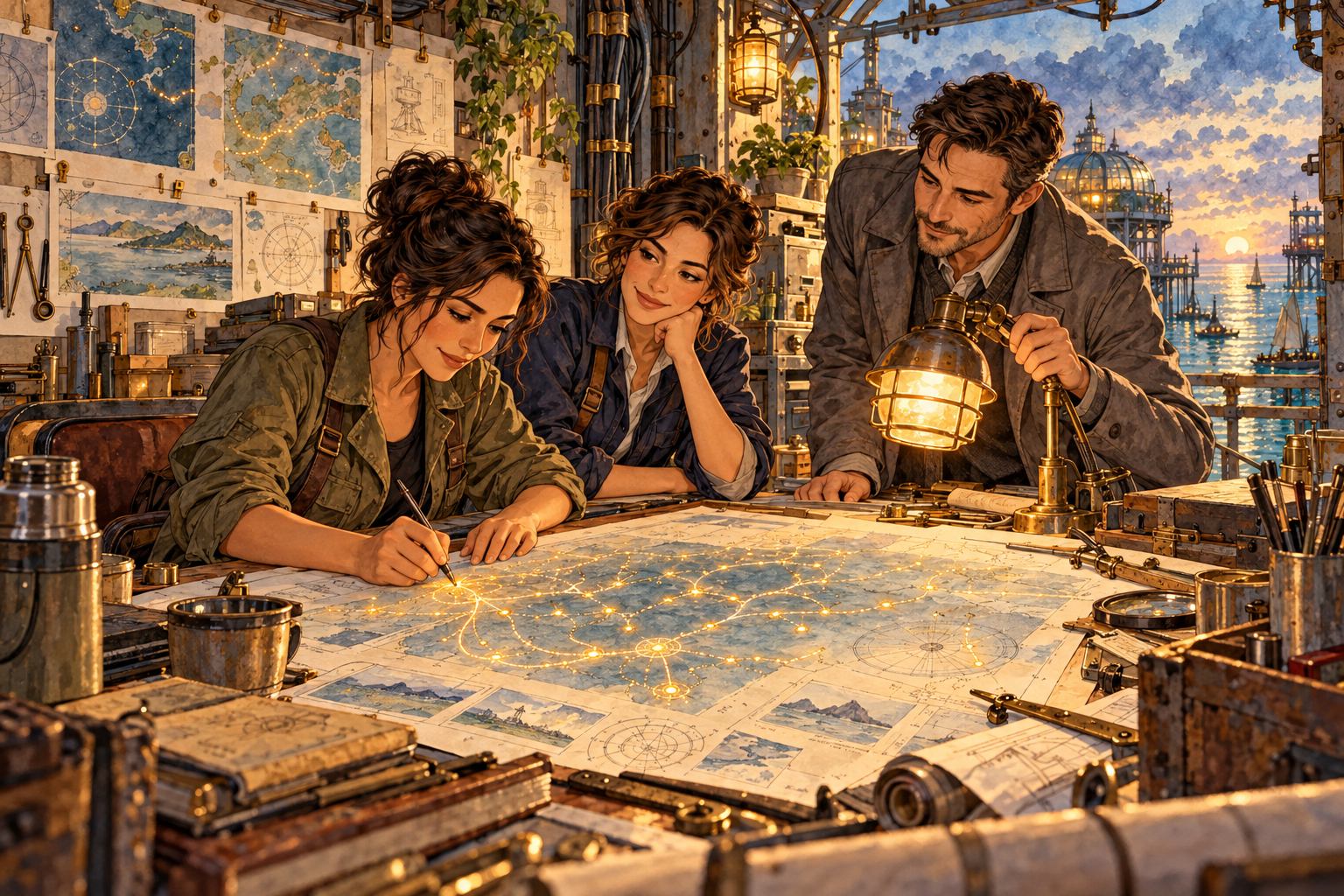 Sera works on a network map while Mira and Theo help prepare a path for the goodbye.